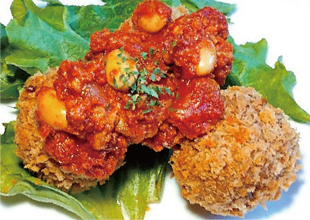 チリコンカン添え十勝大豆メンチ